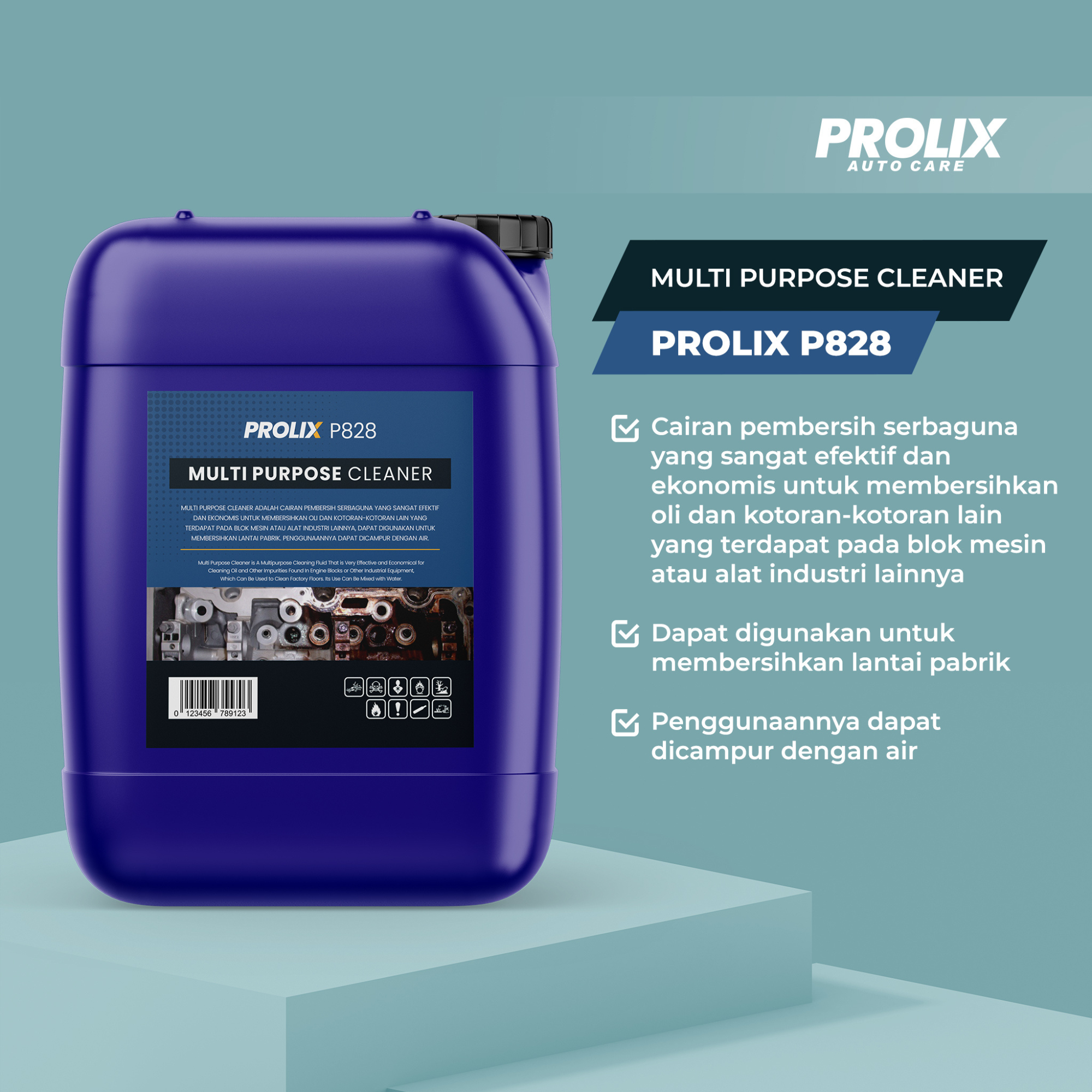 Multi Purpose Cleaner P828 Prolix – Pembersih Oli, Minyak & Grease Industri