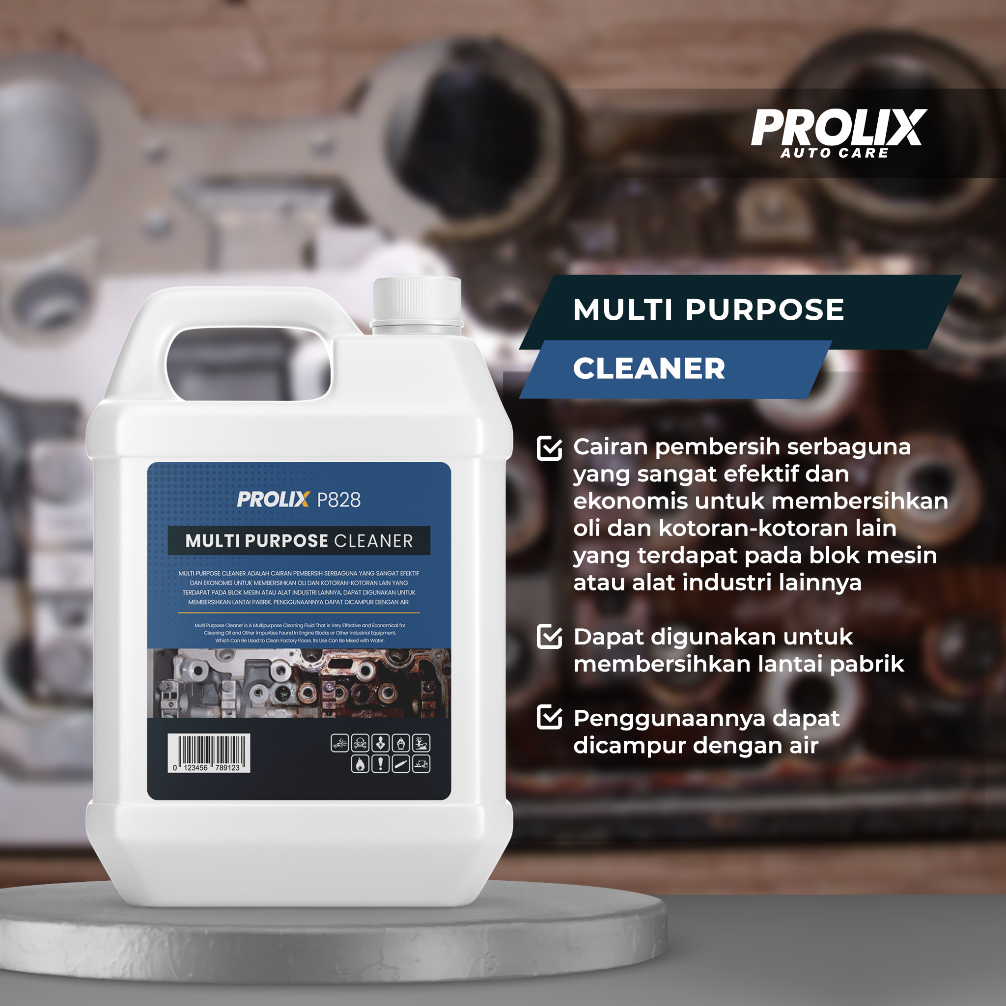 Multi Purpose Cleaner P828 Prolix – Pembersih Oli, Minyak & Grease Industri