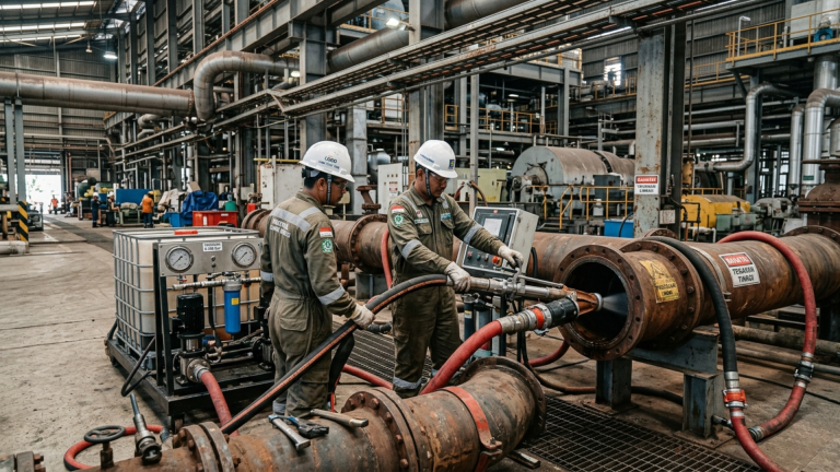 Jasa Cleaning Pipa Besi Industri – Flushing, Hydrojetting & Chemical Cleaning Profesional
